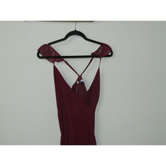 Lulu's Dress Here's to Us Burgundy‎ High-Low Wrap Dress Size X-Small - Picture 4 of 6